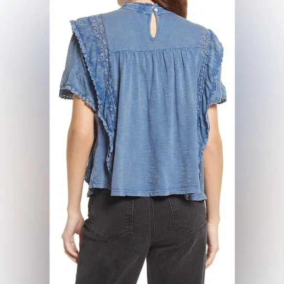 Free People | Le Femme Ruffled Crochet Top - 100%  Cotton - Romantic - Feminine - Picture 13 of 13